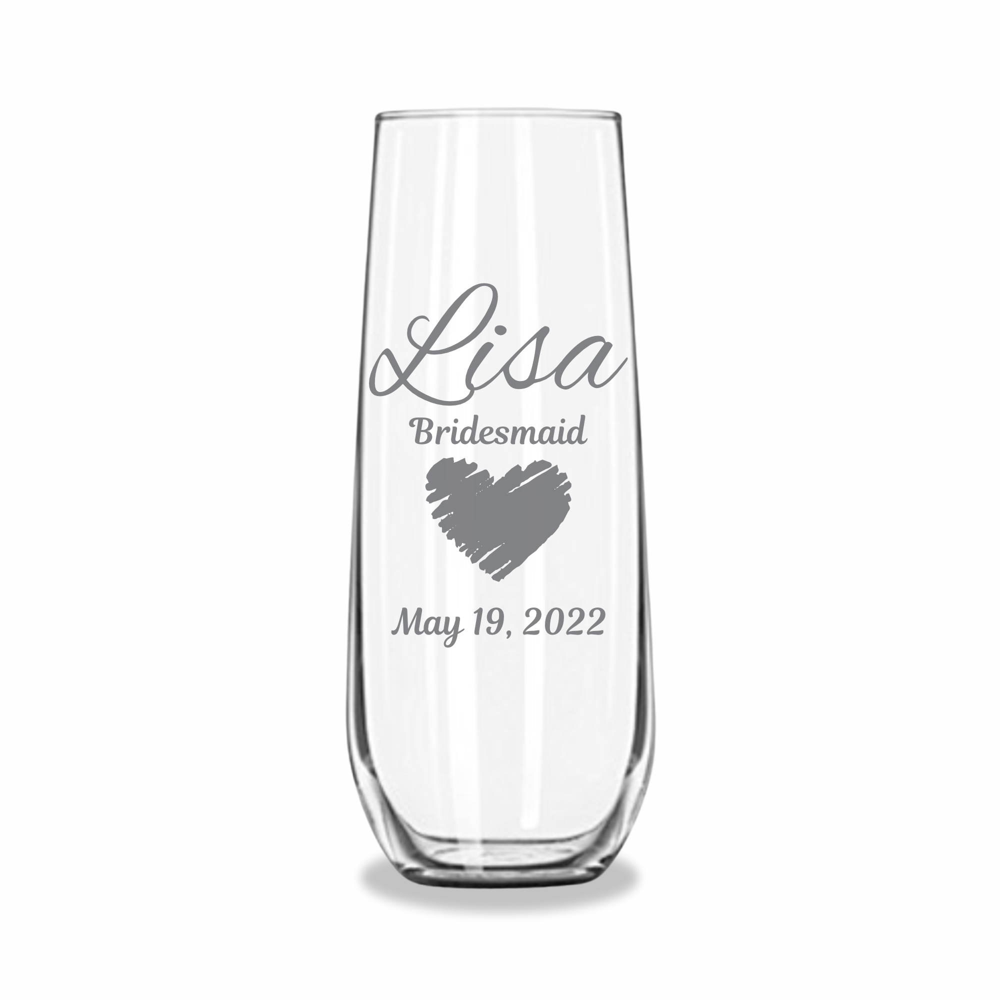 Heart | Personalized 8.5oz Stemless Champagne Flute